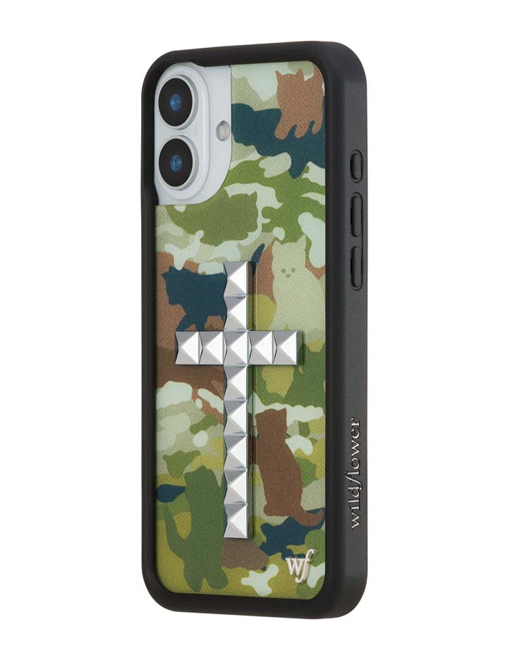 Stud Cross Cat Camo iPhone Case
