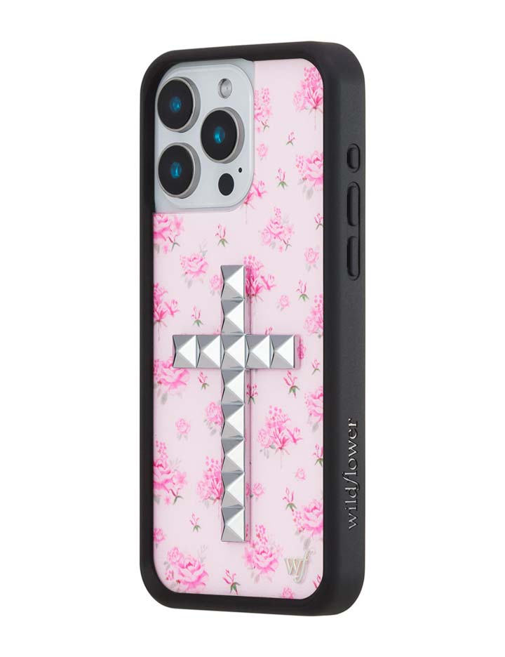 Stud Cross Forget Me Not Floral | Pink iPhone Case