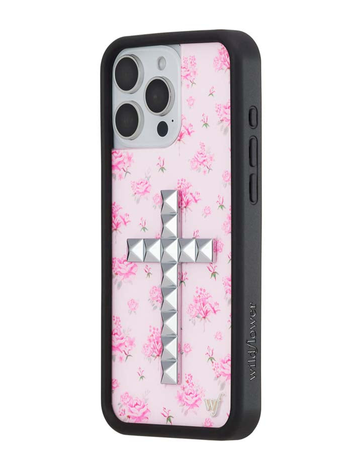 Stud Cross Forget Me Not Floral | Pink iPhone Case