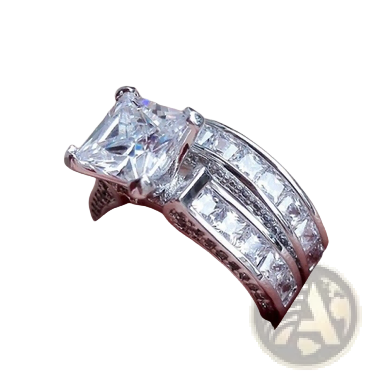 Princess Cut Cz Silver Couple Anniversary Ring Set