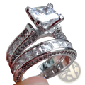 Princess Cut Cz Silver Couple Anniversary Ring Set